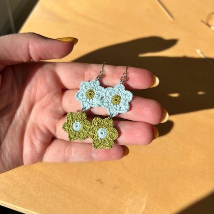 Micro Crochet Earrings - Two-Tier Flowers